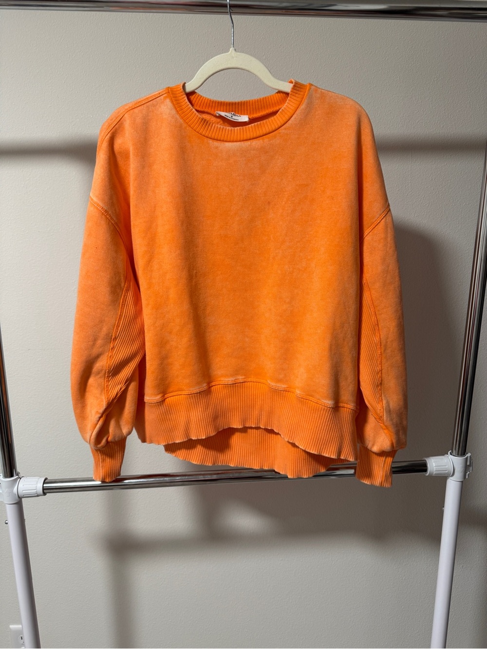 Zenana Women's Fleece Oversized Crewneck Pullover Sweatshirt Orange S